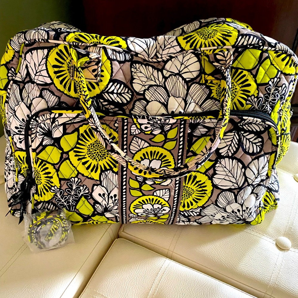 Vera Bradley Citron Duffel Bag with Bonus Lanyard